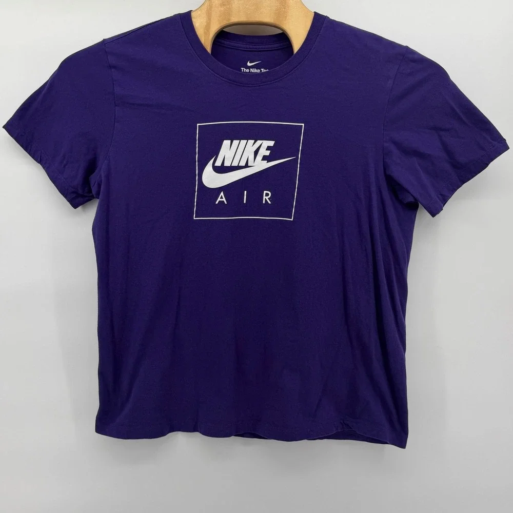 Nike Graphic T-Shirt Mens Large Purple Nike Air Box Logo Short Sleeve Tee